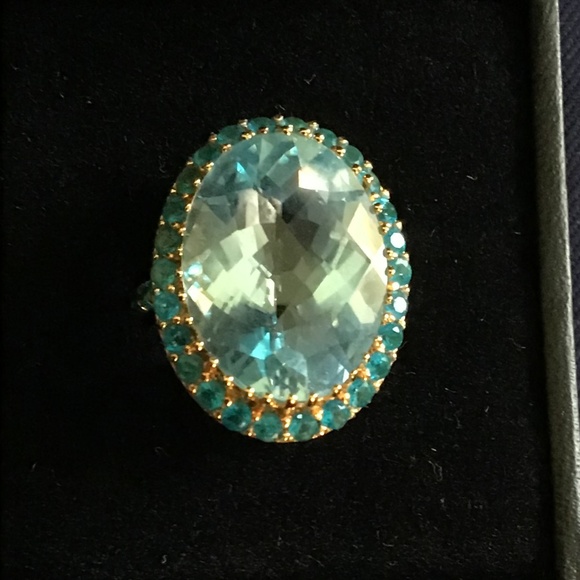 Blue Topaz 25.97 ctw earrings and 15.29 ctw ring - Picture 3 of 8